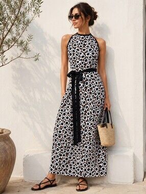 Diane von Furstenberg for Target Halter Maxi Dress Poppy Knit Size Large